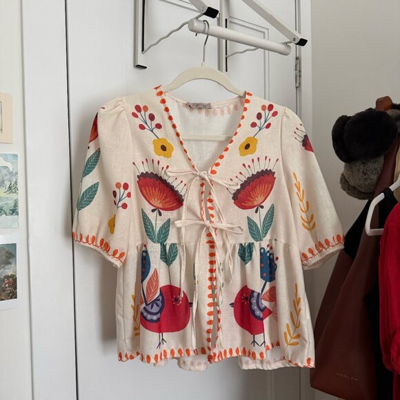 Linen Pattern Blouse - Picture 2 of 5